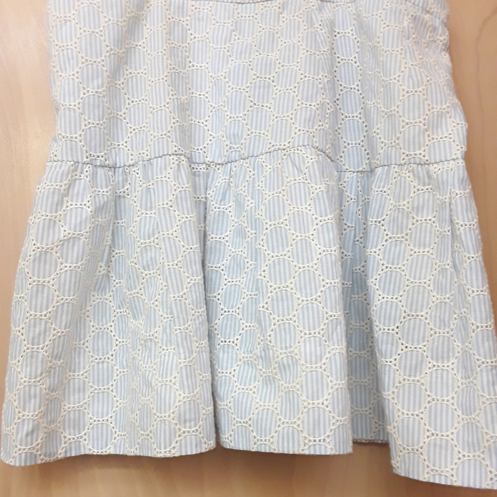 J Crew Blue White Lace  Pinstripe Eyelet Skirt NWT